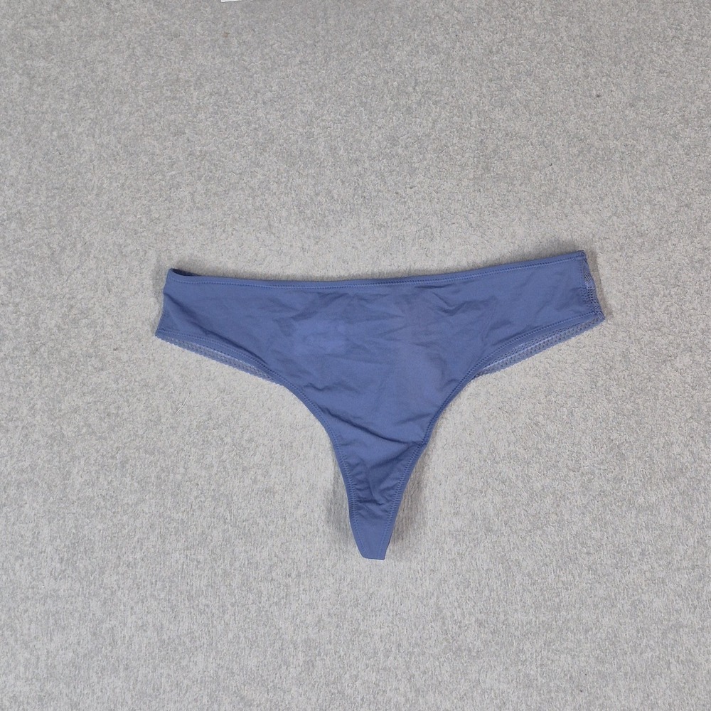 Thirdlove Women Panty Small Blue Thong Floral Lace Microfiber NWT